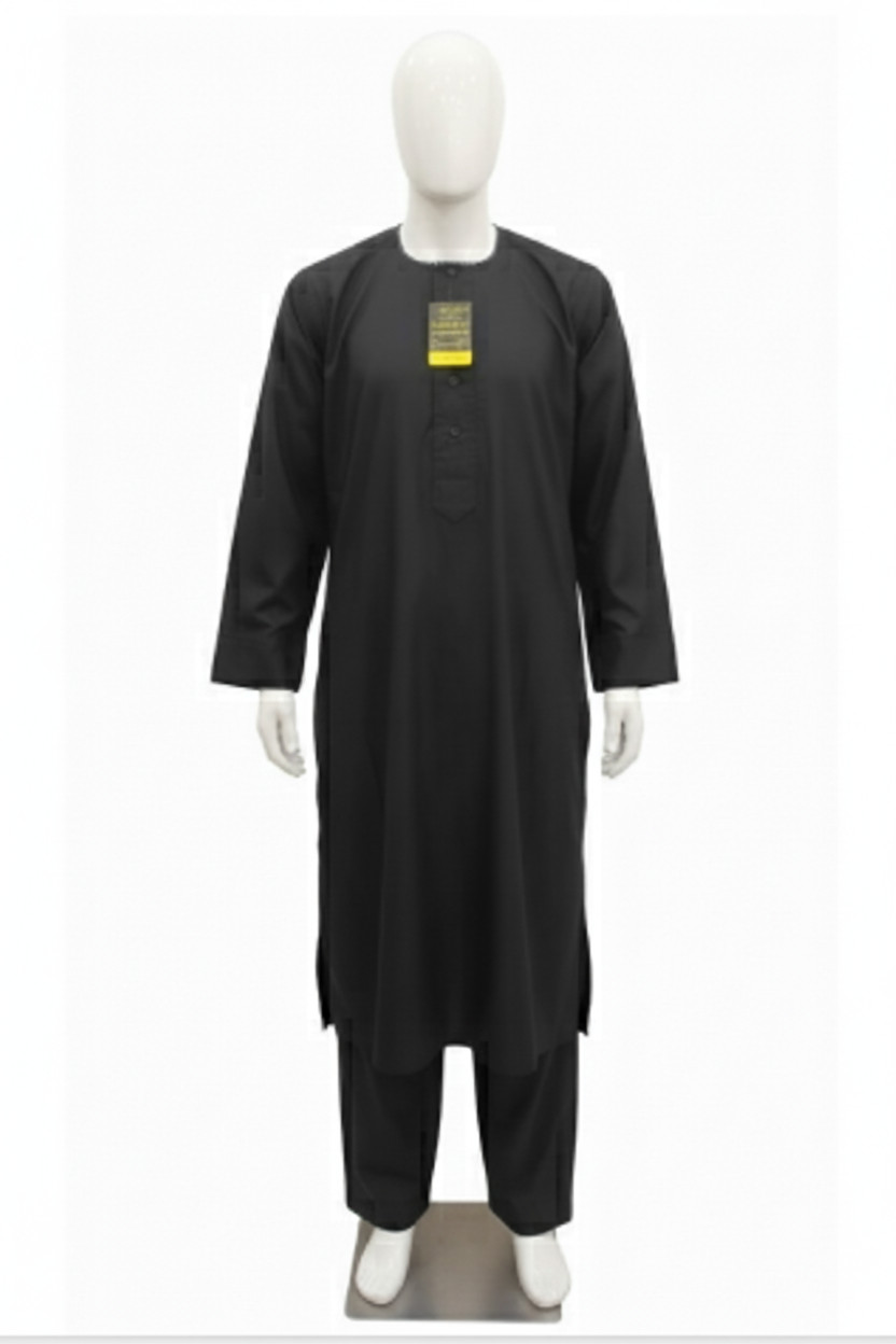 جلابية على الله اسود كتان