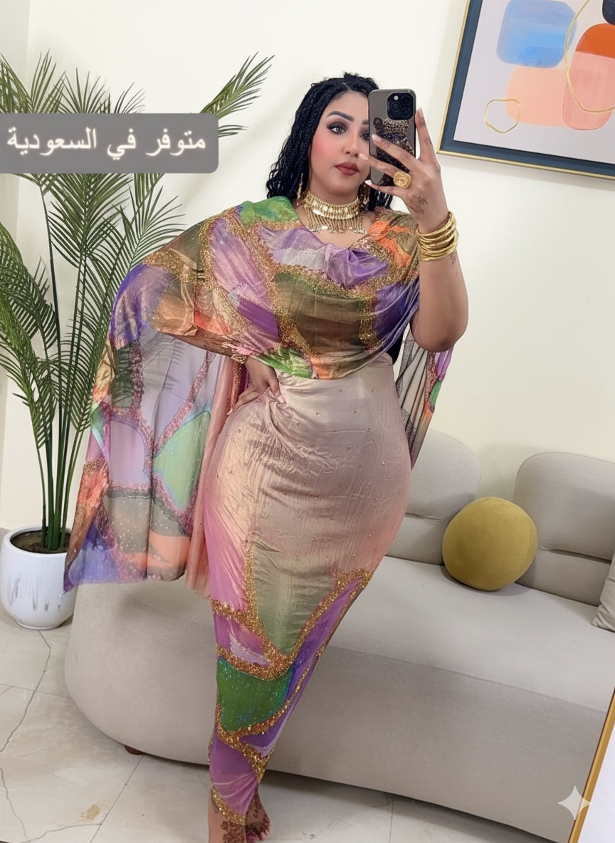 حرير لامي مشغول سوارفسكي