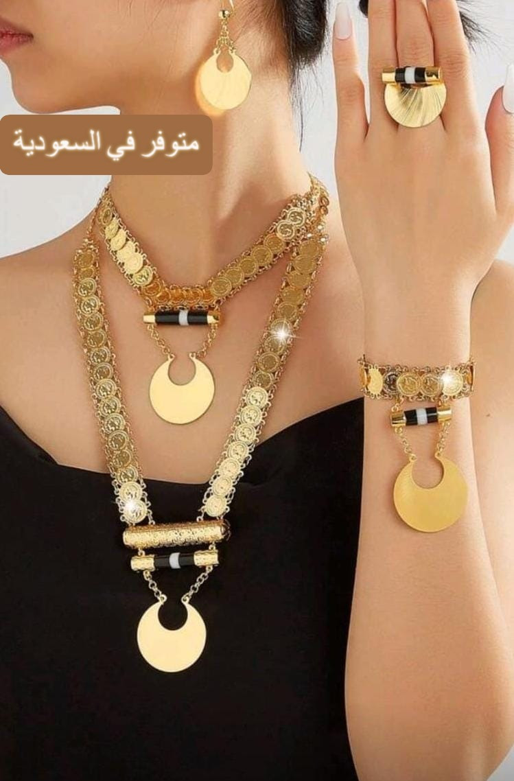 طقم اكسسوار ذهب صيني مطلي بالذهب